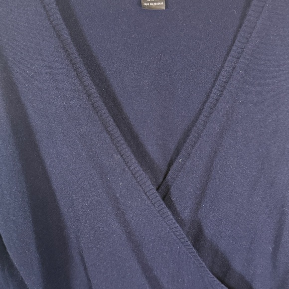 Avellini Navy Ballerina Faux Wrap Cashmere Sweater Size Large (Flawed) - Picture 2 of 8